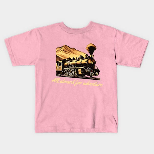 The Magic of Vintage Trains Kids T-Shirt by sweetvision